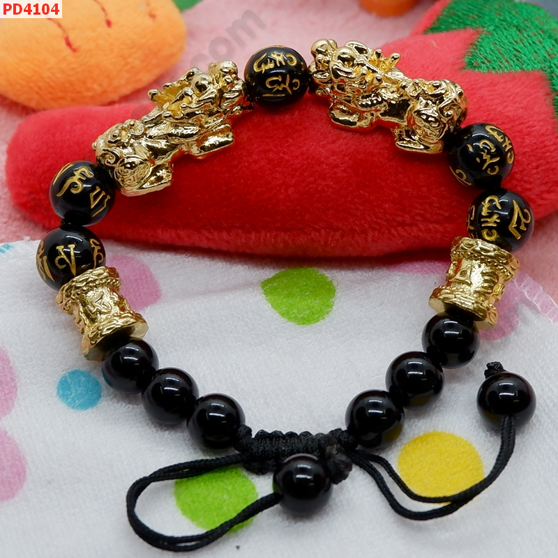 PD4104 สร้อยข้อมือปี่เซียะคู่สีทอง+คาถาทิเบต ราคา 499 บาท http://hengmark.com/view_product/PD4104.htm