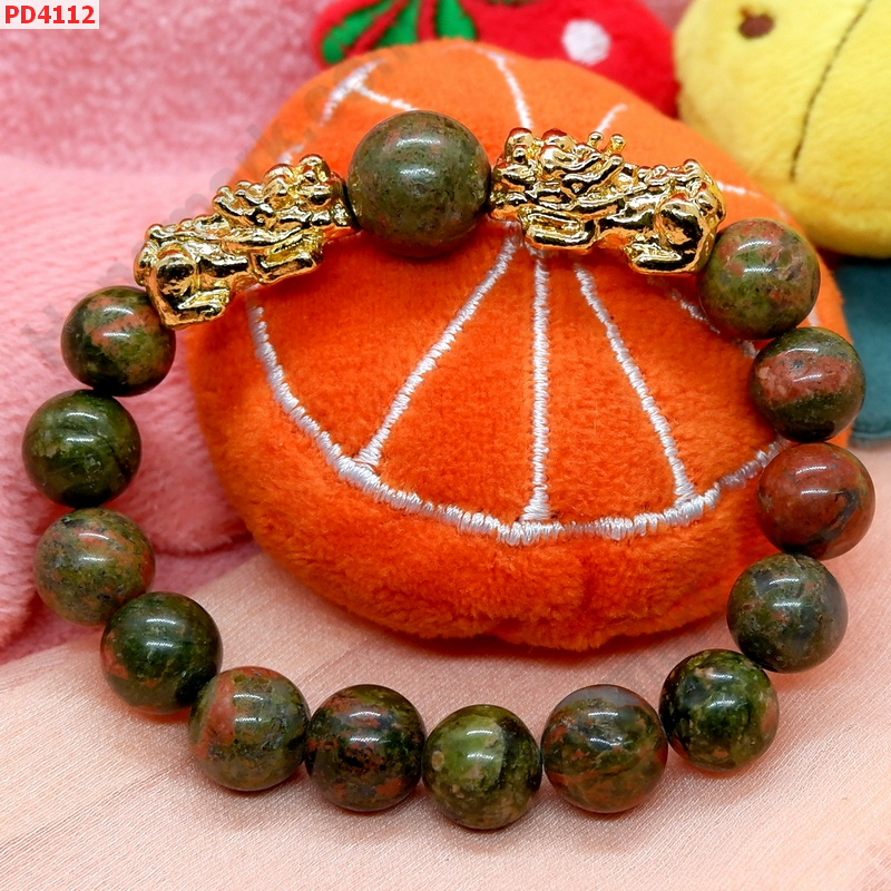 PD4112 สร้อยข้อมือปี่เซียะทองคู่+หินยูนาไค้ท์ ราคา 449 บาท http://hengmark.com/view_product/PD4112.htm