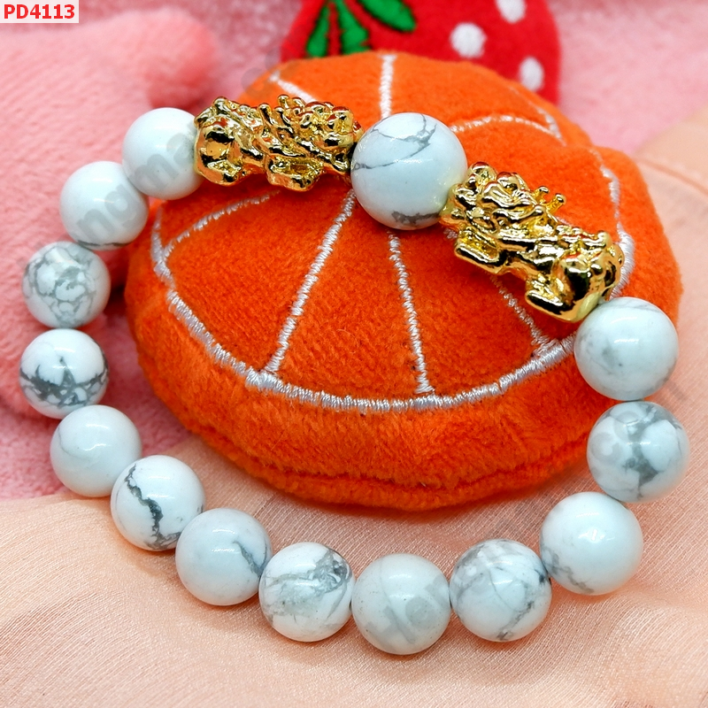 PD4113 สร้อยข้อมือปี่เซียะทองคู่+หินฮาวไล้ท์ ราคา 449 บาท http://hengmark.com/view_product/PD4113.htm