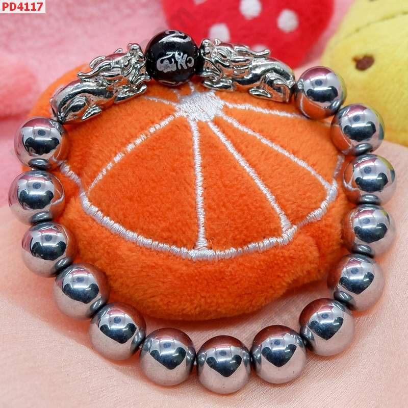 PD4117 สร้อยข้อมือปี่เซียะสีเงินคู่+ไพไรต์ ราคา 429 บาท http://hengmark.com/view_product/PD4117.htm
