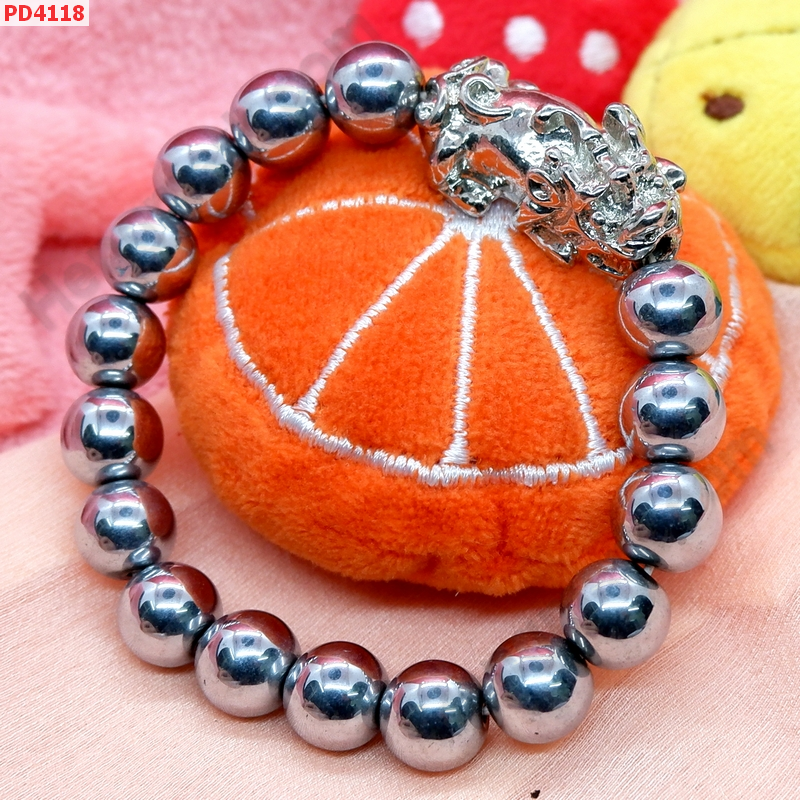 PD4118 สร้อยข้อมือปี่เซียะสีเงิน+ไพไรต์ ราคา 459 บาท http://hengmark.com/view_product/PD4118.htm