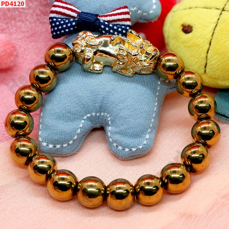 PD4120 สร้อยข้อมือปี่เซียะสีทอง+ไพไรต์ ราคา 459 บาท http://hengmark.com/view_product/PD4120.htm