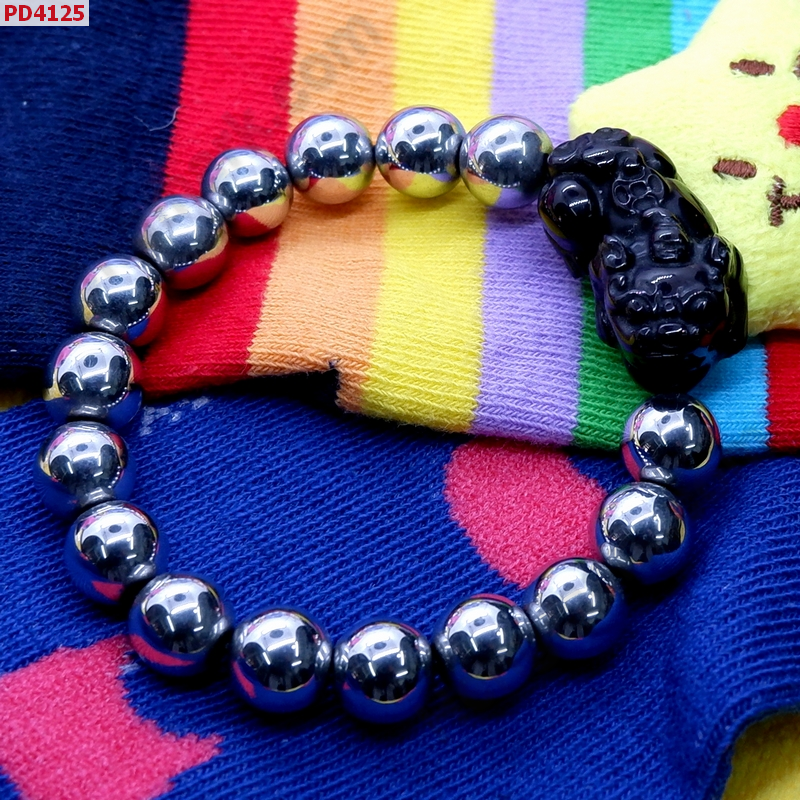 PD4125 สร้อยข้อมือปี่เซียะอ๊อบซิเดียนดำ+ไพไรต์ ราคา 459 บาท http://hengmark.com/view_product/PD4125.htm