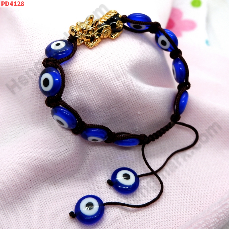 PD4128 สร้อยข้อมือ ปี่เซียะสีทองลงยาสีน้ำเงิน+หินตาสวรรค์ ราคา 499 บาท http://hengmark.com/view_product/PD4128.htm
