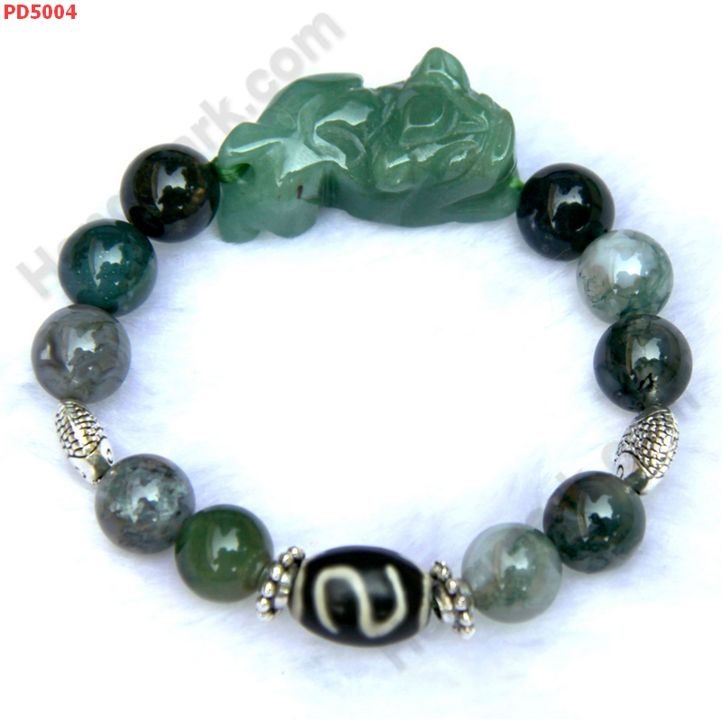 PD5004 สร้อยข้อมือปี่เซียะหยกเขียว DZIลายตะขอ ราคา 549 บาท http://hengmark.com/view_product/PD5004.htm