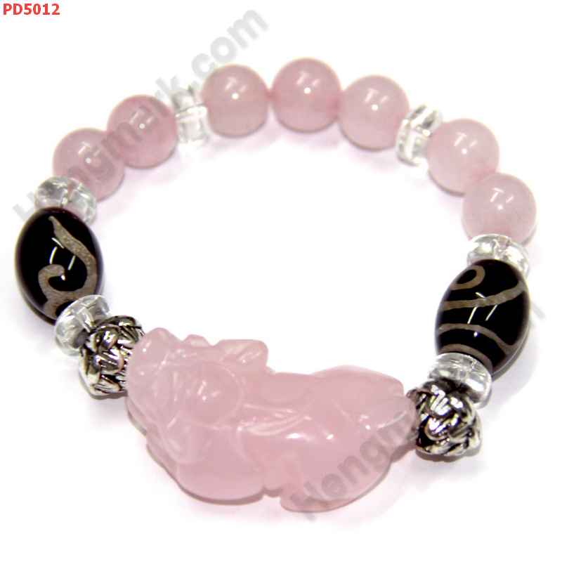 PD5012 สร้อยข้อมือปีเซียะชมพู+DZI ราคา 529 บาท http://hengmark.com/view_product/PD5012.htm