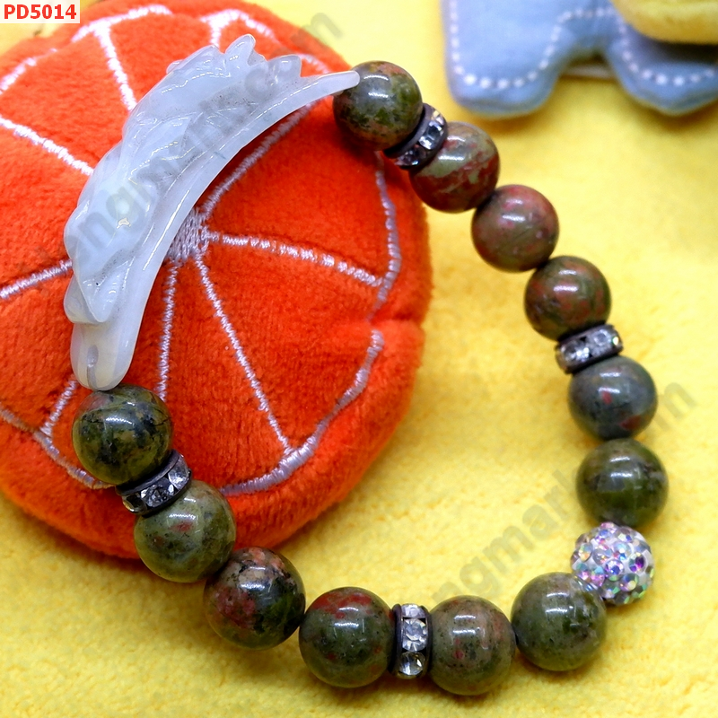 PD5014 สร้อยข้อมือปี่เซียะหยก หินยูนาไค้ท์ ราคา 599 บาท http://hengmark.com/view_product/PD5014.htm