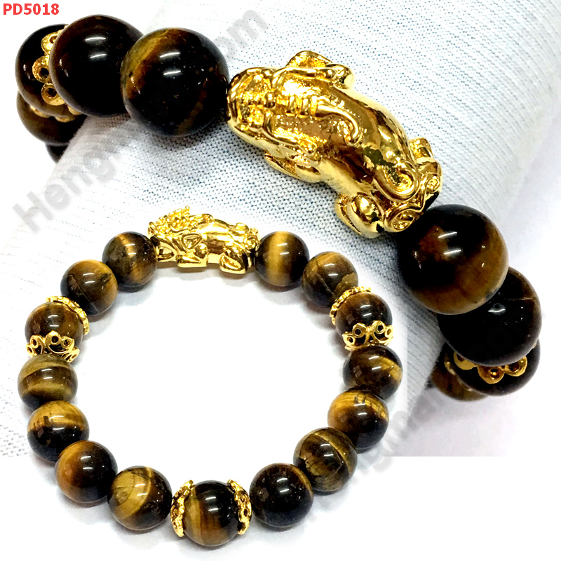 PD5018 สร้อยข้อมือปี่เซียะทอง+หินไทเกอร์อายส์ ราคา 599 บาท http://hengmark.com/view_product/PD5018.htm