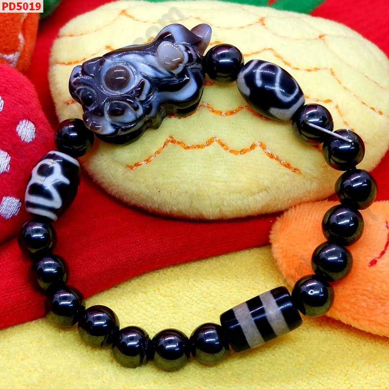 PD5019  สร้อยข้อมือปี่เซียะหินอะเก็ต+DZI ราคา 599 บาท http://hengmark.com/view_product/PD5019.htm