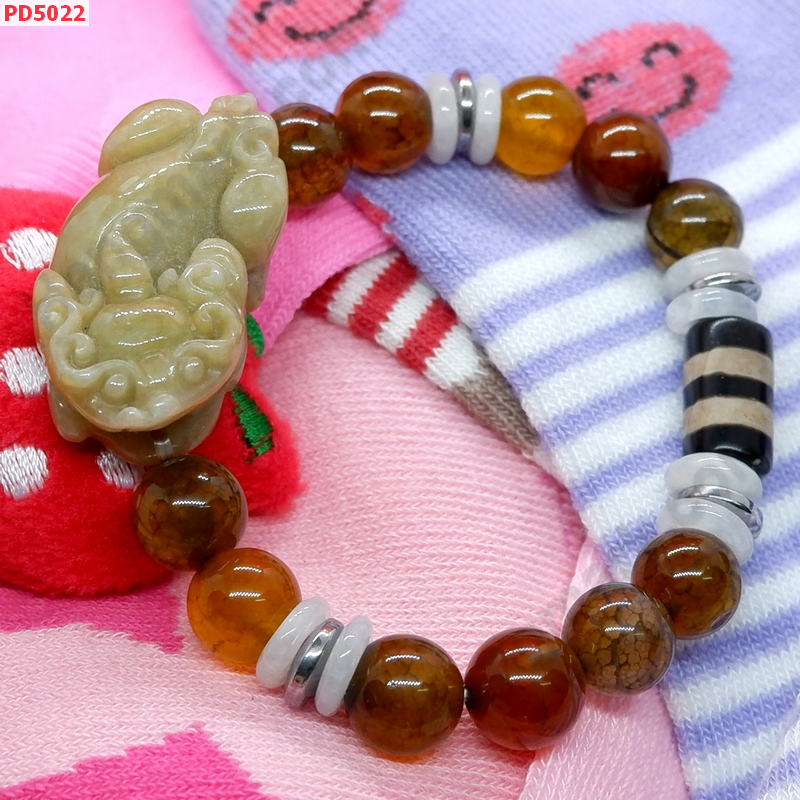 PD5022  สร้อยข้อมือปี่เซียะหยก+DZI+เกร็ดมังกร ราคา 599 บาท http://hengmark.com/view_product/PD5022.htm