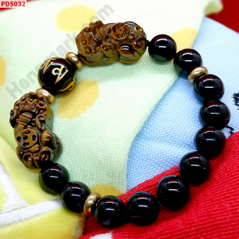 PD5032 สร้อยข้อมือปี่เซียะหินไทเกอร์อายคู่ ราคา 599 บาท http://hengmark.com/view_product/PD5032.htm