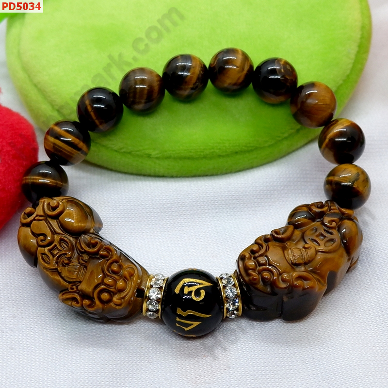 PD5034 สร้อยข้อมือปี่เซียะหินไทเกอร์อายคู่  ราคา 859 บาท http://hengmark.com/view_product/PD5034.htm