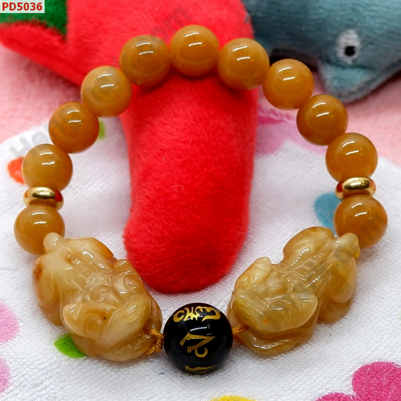 PD5036 สร้อยข้อมือปี่เซียะ สร้อยข้อมือปี่เซียะหยกน้ำผึ้งคู่ ราคา 549 บาท http://hengmark.com/view_product/PD5036.htm