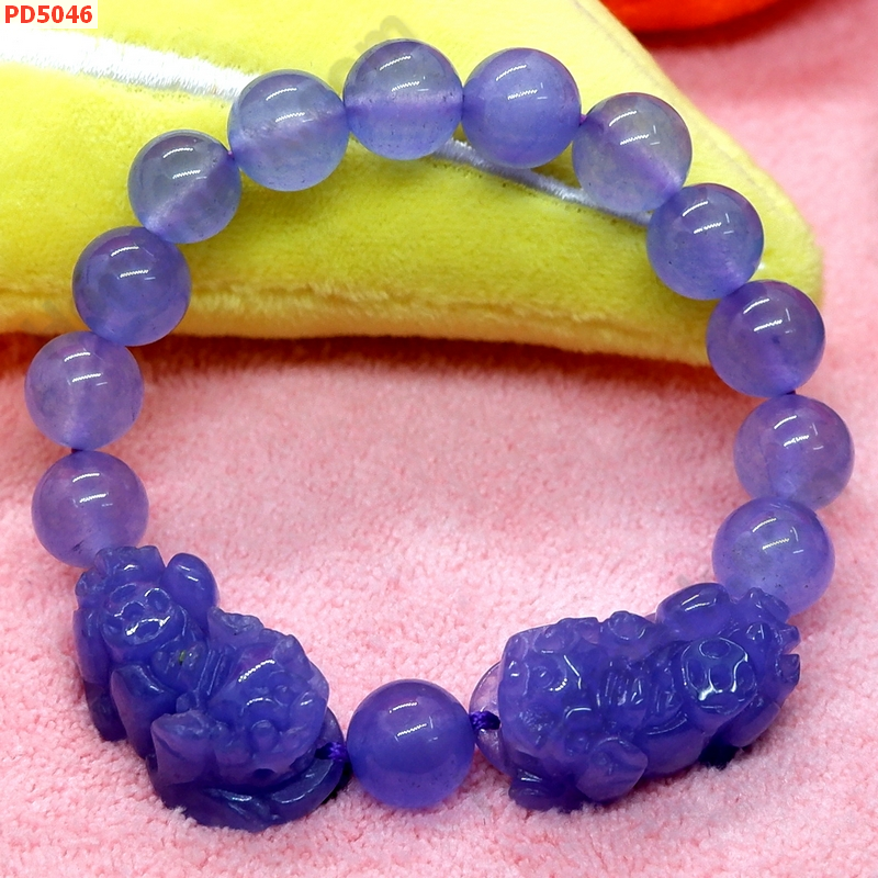 PD5046 สร้อยข้อมือปี่เซียะคู่ หินหยกสีม่วง ราคา 599 บาท http://hengmark.com/view_product/PD5046.htm