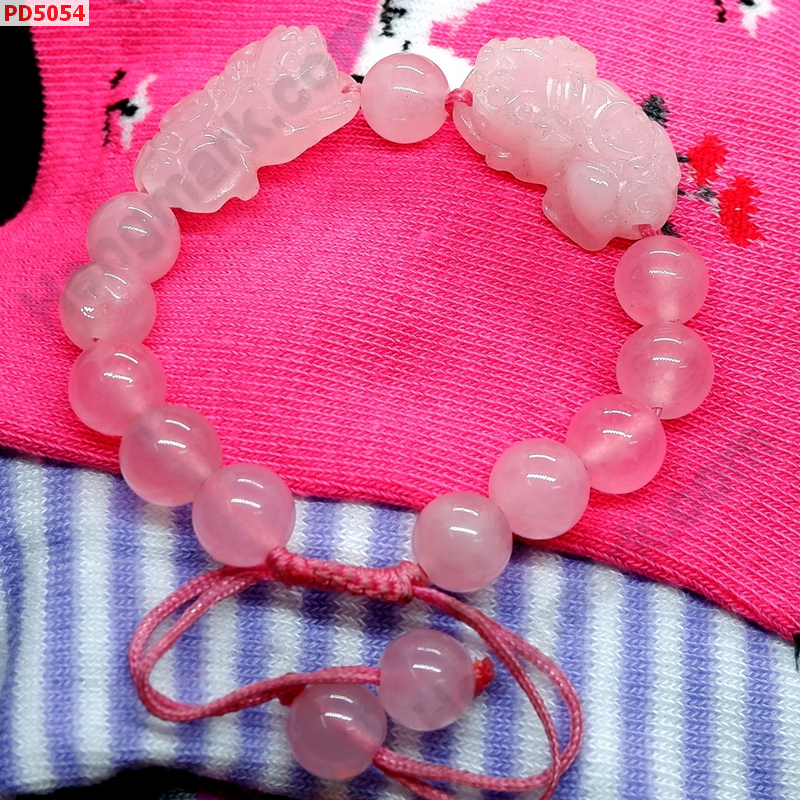 PD5054 สร้อยข้อมือปี่เซียะคู่ หินโรสควอตซ์สร้อยเชือก ราคา 599 บาท http://hengmark.com/view_product/PD5054.htm