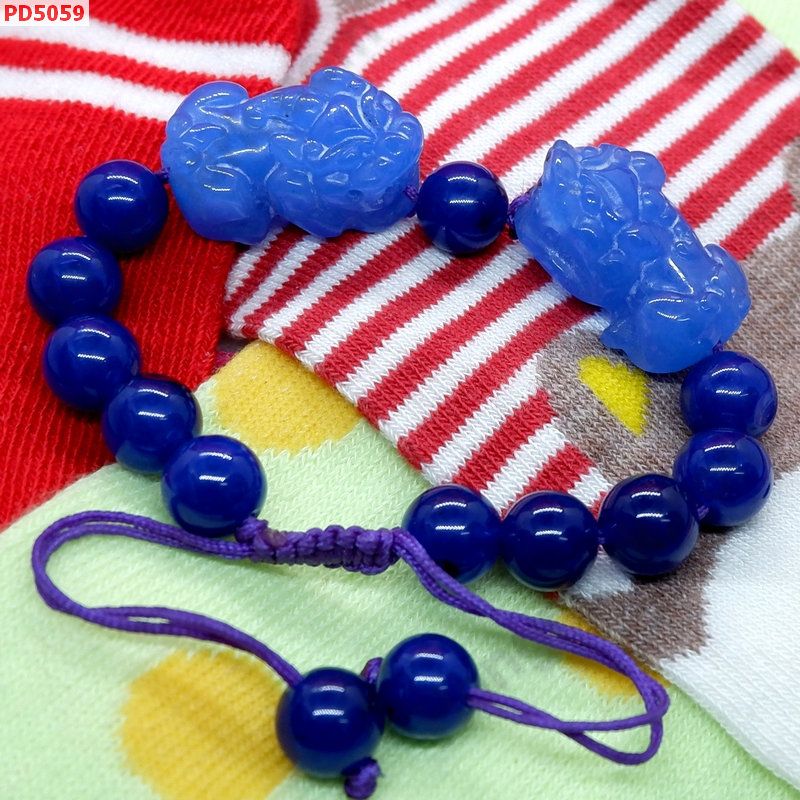 PD5059 สร้อยข้อมือปี่เซียะคู่ หินหยกสีฟ้า สร้อยเชือก ราคา 599 บาท http://hengmark.com/view_product/PD5059.htm
