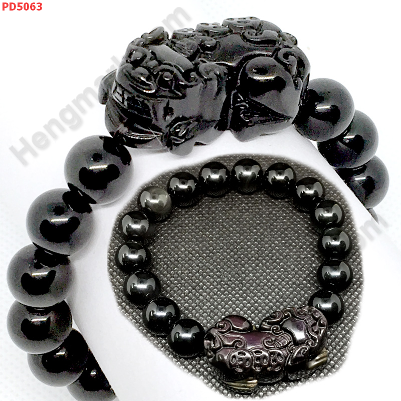 PD5063 สร้อยข้อมือปี่เซียะหินอ๊อบซิเดียนสีดำ ราคา 599 บาท http://hengmark.com/view_product/PD5063.htm