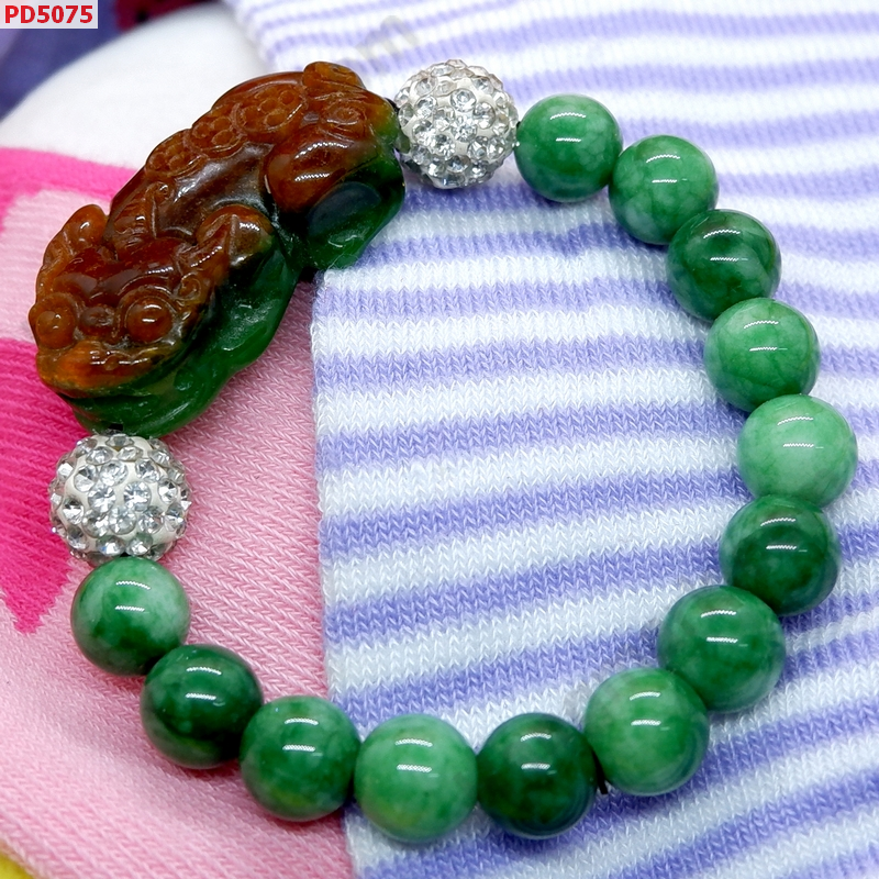 PD5075 สร้อยข้อมือปี่เซียะหยกเขียวน้ำตาล ราคา 579 บาท http://hengmark.com/view_product/PD5075.htm