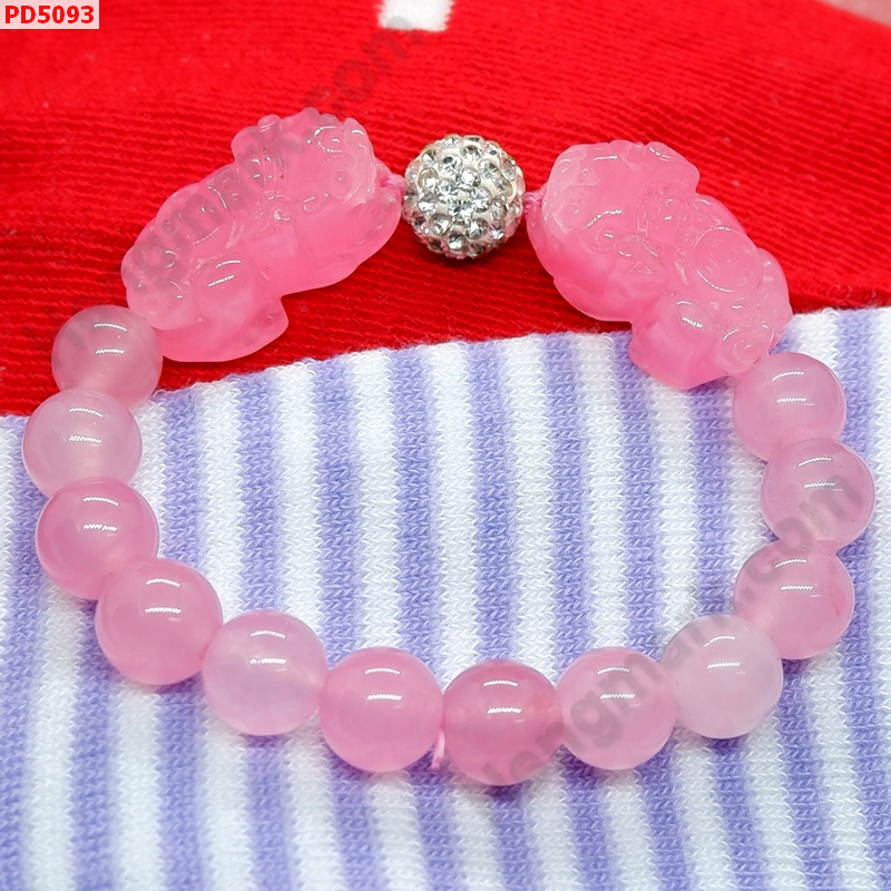 PD5093 สร้อยข้อมือปี่เซียะคู่หินสีชมพูเข้ม ราคา 599 บาท http://hengmark.com/view_product/PD5093.htm