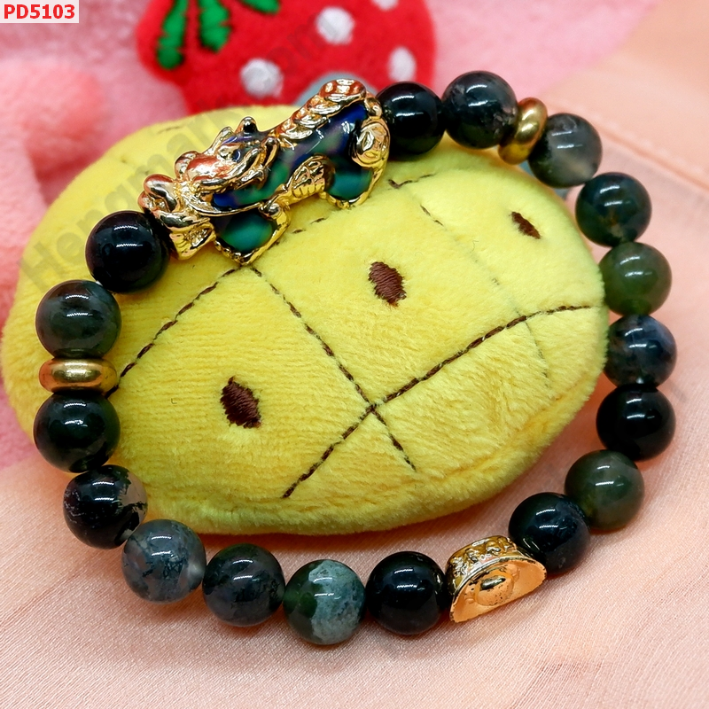 PD5103  สร้อยข้อมือปี่เซียะสีทองลงยา เปลี่ยนสีได้ ราคา 559 บาท http://hengmark.com/view_product/PD5103.htm