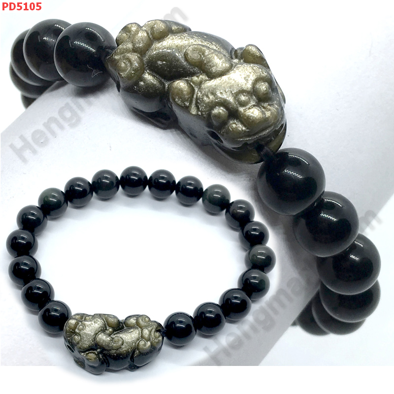 PD5105 สร้อยข้อมือปี่เซียะหินอ๊อบซิเดียนดำ ราคา 559 บาท http://hengmark.com/view_product/PD5105.htm
