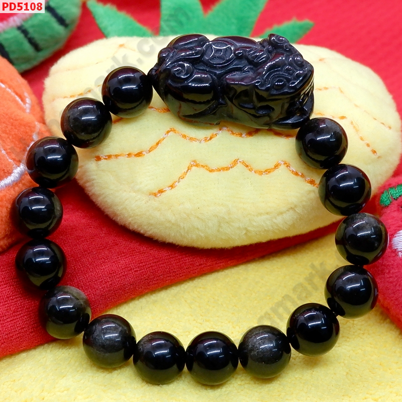 PD5108 สร้อยข้อมือปี่เซียะหินอ๊อบซิเดียนดำ ราคา 599 บาท http://hengmark.com/view_product/PD5108.htm