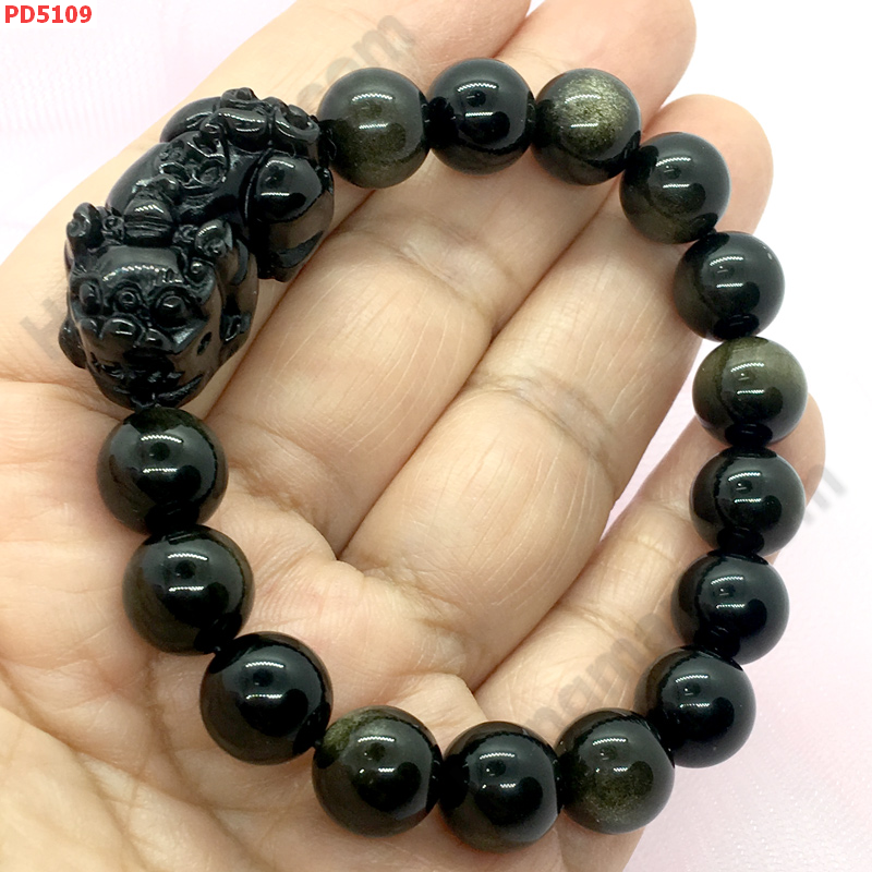 PD5109 สร้อยข้อมือปี่เซียะหินอ๊อบซิเดียนดำ ราคา 599 บาท http://hengmark.com/view_product/PD5109.htm