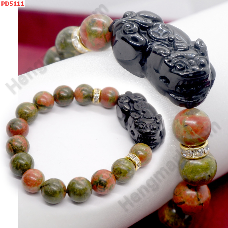 PD5111 สร้อยข้อมือปี่เซียะหินอ๊อบซิเดียนดำ ราคา 569 บาท http://hengmark.com/view_product/PD5111.htm