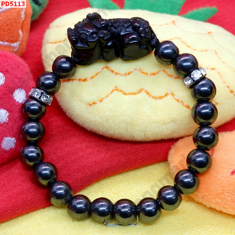 PD5113 สร้อยข้อมือปี่เซียะหินอ็อบสิเดียน+เฮมาไทด์ ราคา 549 บาท http://hengmark.com/view_product/PD5113.htm