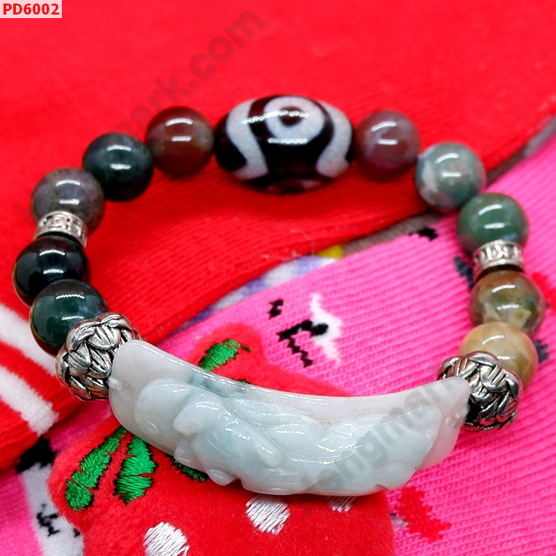 PD6002 สร้อยข้อมือปี่เซียะหยก หินDZI 3 ตา ราคา 699 บาท http://hengmark.com/view_product/PD6002.htm