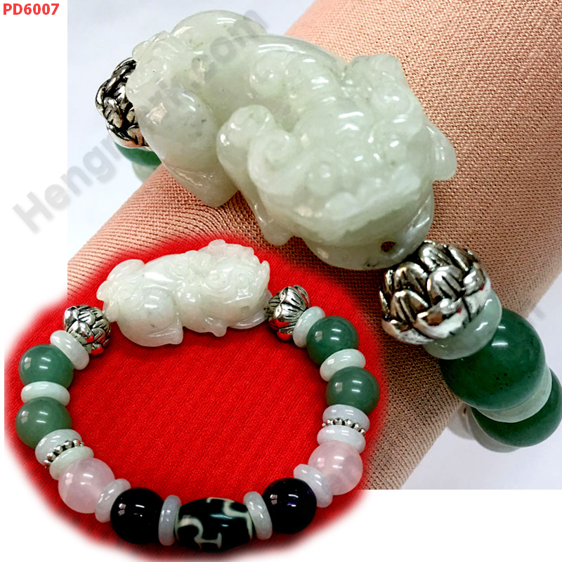 PD6007 สร้อยข้อมือ ปีเซียะหยกขาว+DZI1 เม็ด ราคา 629 บาท http://hengmark.com/view_product/PD6007.htm