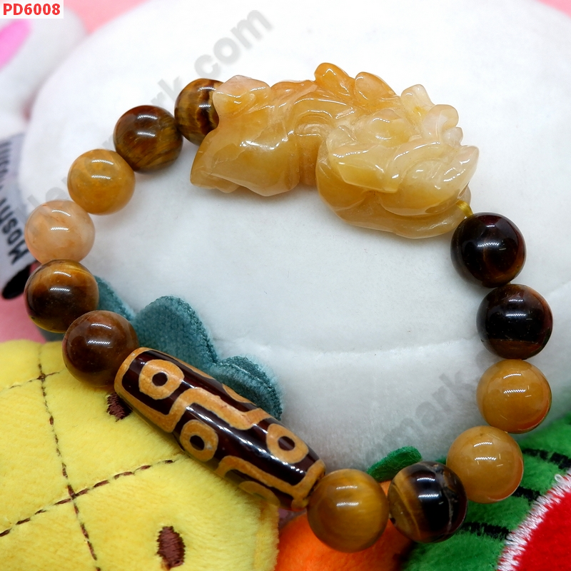 PD6008 สร้อยข้อมือปี่เซียะหยกเหลือง+DZI 9 ตา ราคา 699 บาท http://hengmark.com/view_product/PD6008.htm