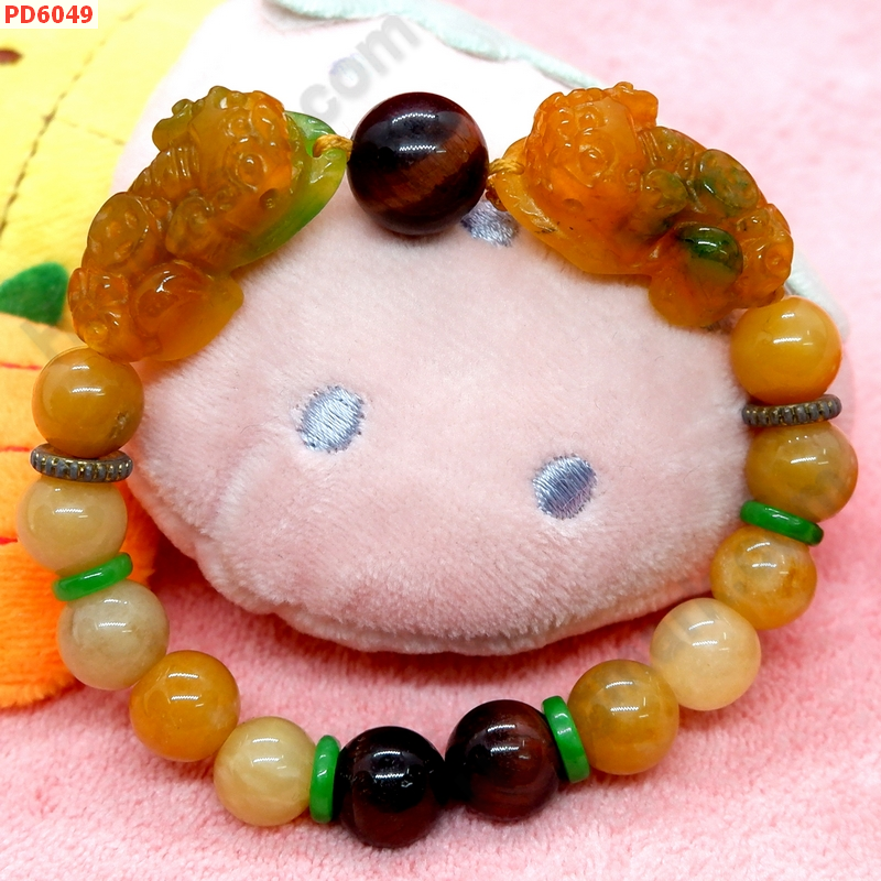 PD6049 สร้อยข้อมือปี่เซียะหยกคู่เหลืองเขียว ราคา 659 บาท http://hengmark.com/view_product/PD6049.htm