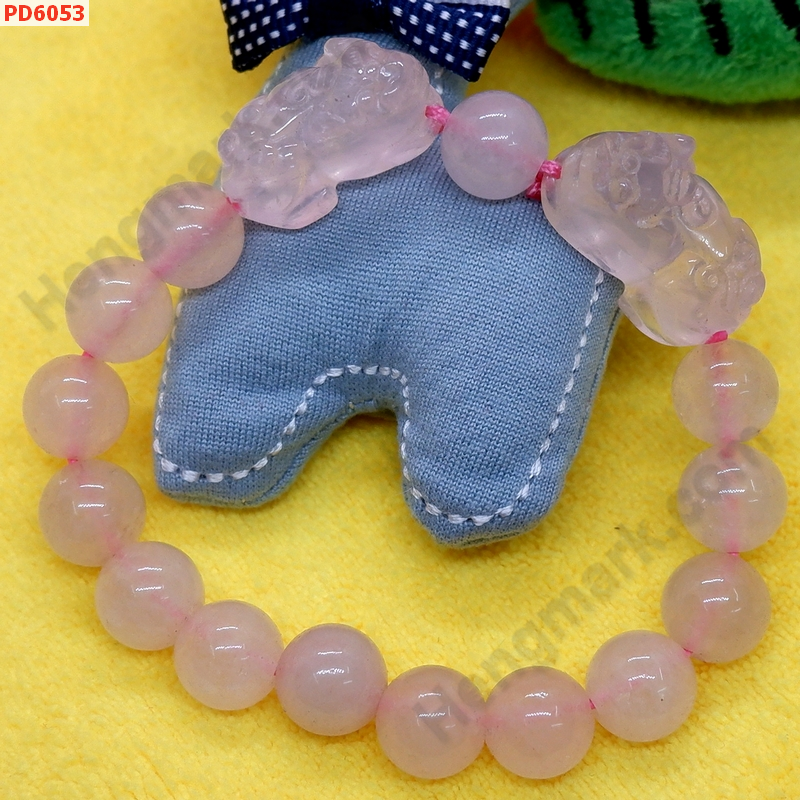 PD6053 สร้อยข้อมือปี่เซียะคู่ หินโรสควอตซ์ ราคา 629 บาท http://hengmark.com/view_product/PD6053.htm