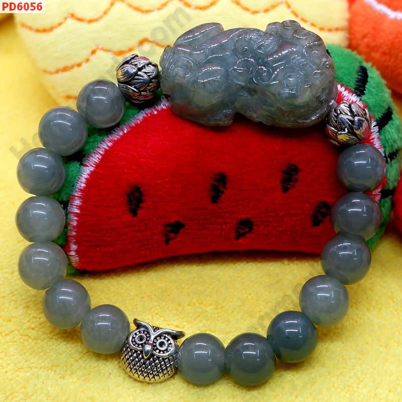 PD6056 สร้อยข้อมือปี่เซียะหยกเขียวเทาเกรดA ราคา 669 บาท http://hengmark.com/view_product/PD6056.htm