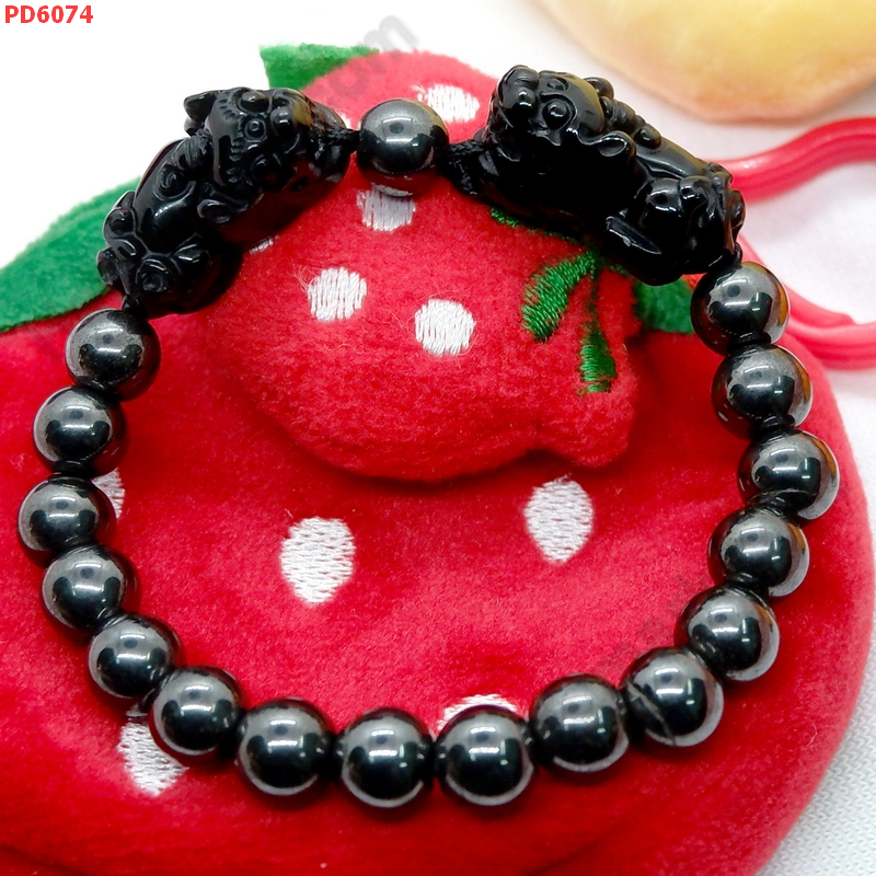 PD6074 สร้อยข้อมือปี่เซียะคู่หินอ็อบสิเดียน ราคา 669 บาท http://hengmark.com/view_product/PD6074.htm