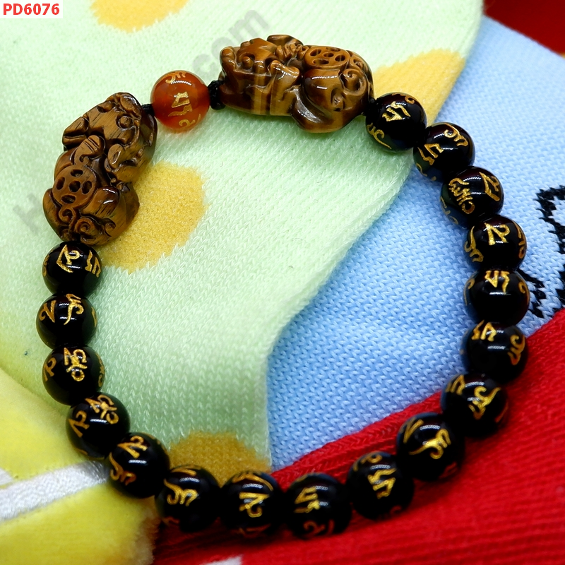 PD6076 สร้อยข้อมือปี่เซียะคู่หินไทเกอร์อาย+คาถาทิเบต ราคา 679 บาท http://hengmark.com/view_product/PD6076.htm