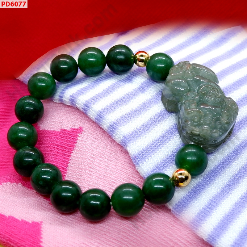 PD6077 สร้อยข้อมือปี่เซียะหยกเขียวเทาเกรดA ราคา 649 บาท http://hengmark.com/view_product/PD6077.htm