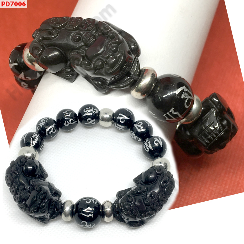 PD7006 สร้อยข้อมือปี่เซียะคู่หินอ๊อบซิเดียนดำ+คาถา ราคา 999 บาท http://hengmark.com/view_product/PD7006.htm