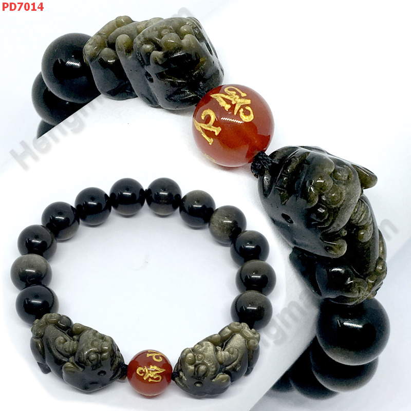 PD7014 สร้อยข้อมือปี่เซียะคู่หินโกลเด้นอ๊อบซิเดียน ราคา 799 บาท http://hengmark.com/view_product/PD7014.htm