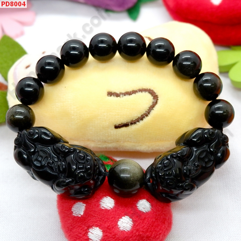 PD8004 สร้อยข้อมือปี่เซียะคู่หินอ๊อบซิเดียนดำ ราคา 849 บาท http://hengmark.com/view_product/PD8004.htm