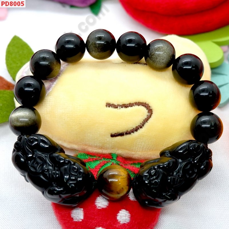 PD8005 สร้อยข้อมือปี่เซียะคู่หินอ๊อบซิเดียนดำ ราคา 899 บาท http://hengmark.com/view_product/PD8005.htm