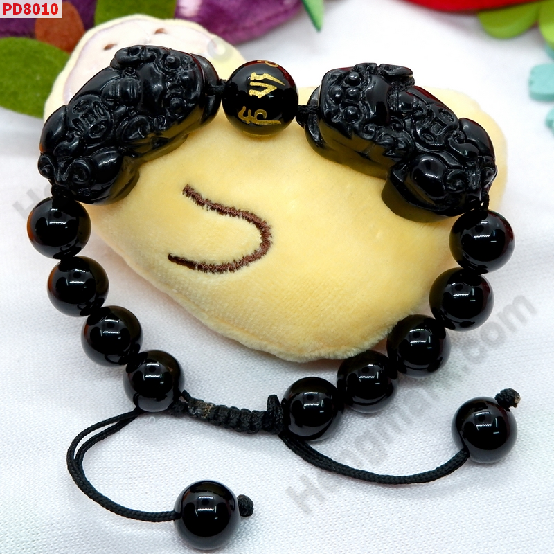 PD8010 สร้อยข้อมือปี่เซียะคู่หินอ๊อบซิเดียนเชือก ราคา 899 บาท http://hengmark.com/view_product/PD8010.htm