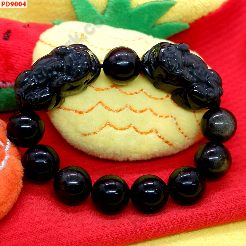 PD9004 สร้อยข้อมือปี่เซียะคู่หินอ๊อบซิเดียนดำ ราคา 929 บาท http://hengmark.com/view_product/PD9004.htm