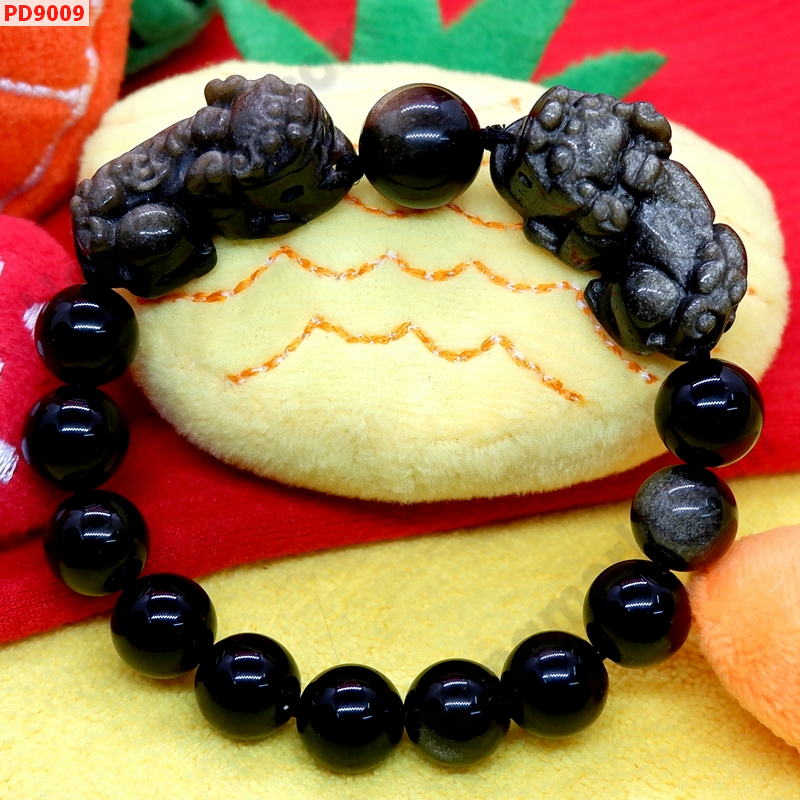 PD9009 สร้อยข้อมือปี่เซียะคู่หินโกลเด้นอ๊อบซิเดียน ราคา 959 บาท http://hengmark.com/view_product/PD9009.htm