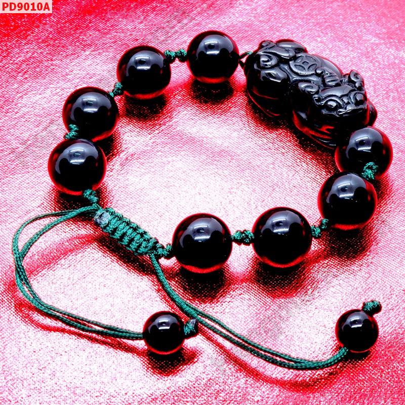 PD9010A สร้อยข้อมือปี่เซียะหินอ๊อบซิเดียน เชือกเชียว ราคา 599 บาท http://hengmark.com/view_product/PD9010A.htm