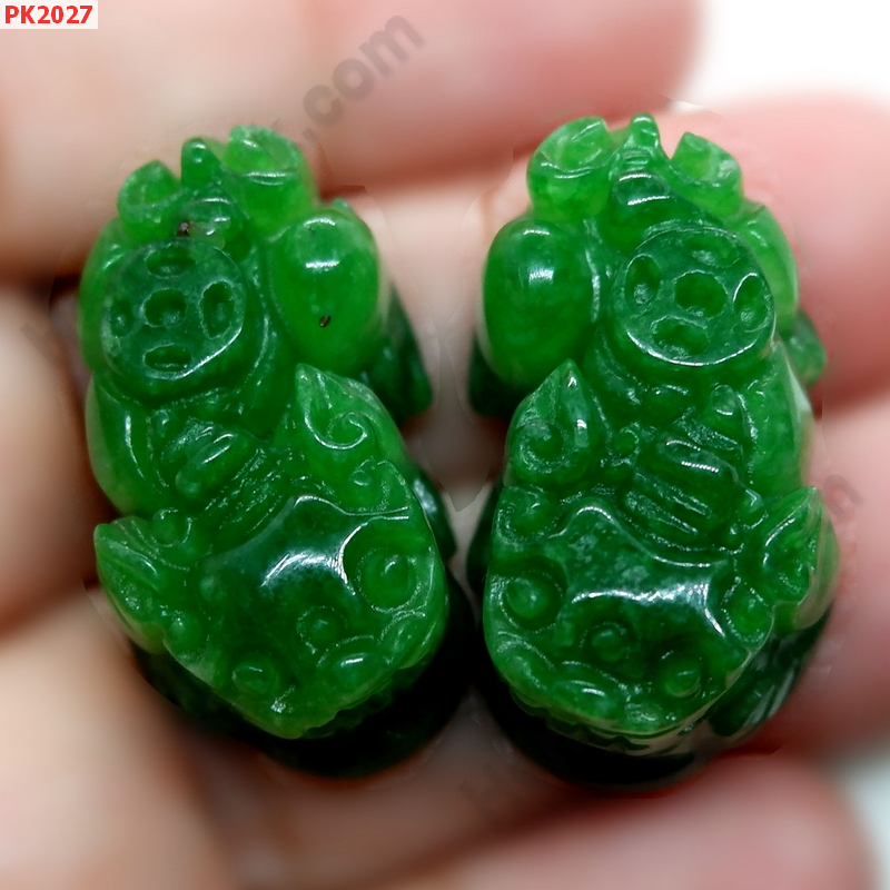 PK2027 ปี่เซียะหินสีเขียวสด คู่ ราคา 400 บาท http://hengmark.com/view_product/PK2027.htm