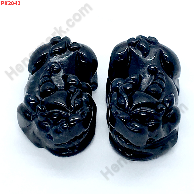 PK2042 ปี่เซียะคู่ หินอะเกตดำ ราคา 400 บาท http://hengmark.com/view_product/PK2042.htm