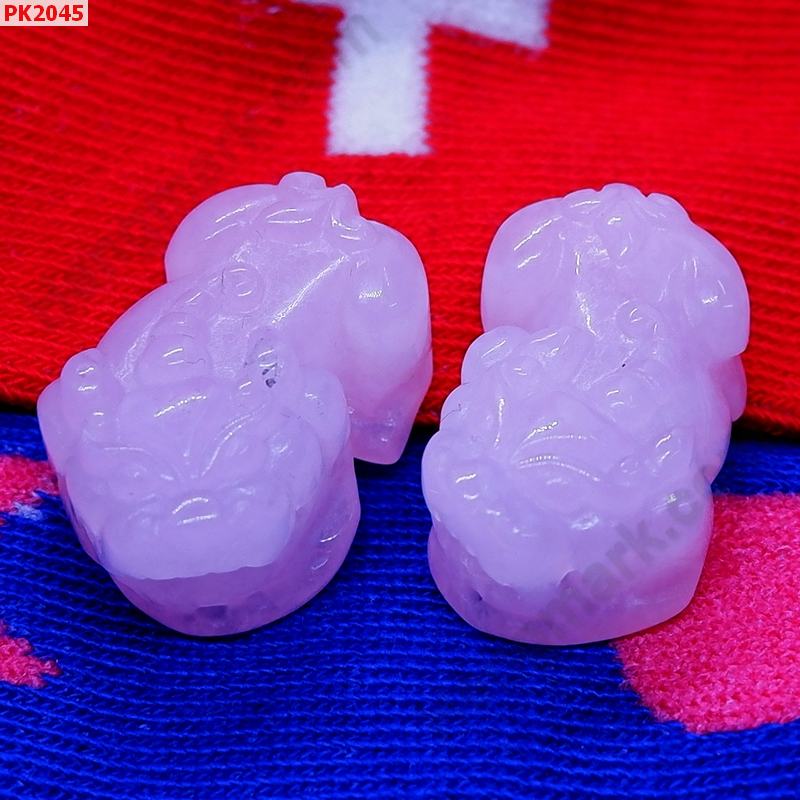 PK2045 ปี่เซียะคู่ หินโรสควอตซ์สีชมพูอ่อน ราคา 400 บาท http://hengmark.com/view_product/PK2045.htm