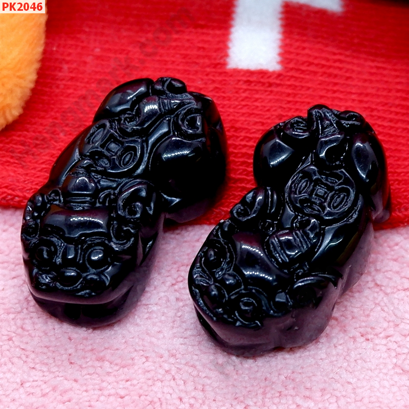 PK2046 ปี่เซียะคู่ หินอ๊อบซิเดียนดำ ราคา 600 บาท http://hengmark.com/view_product/PK2046.htm